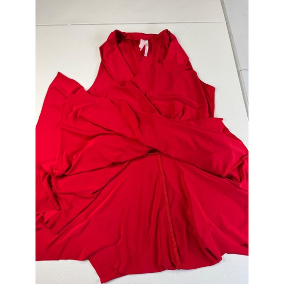 Sleeveless blouse Red Sheer Collar Party Cocktail top with Belt - Picture 5 of 9